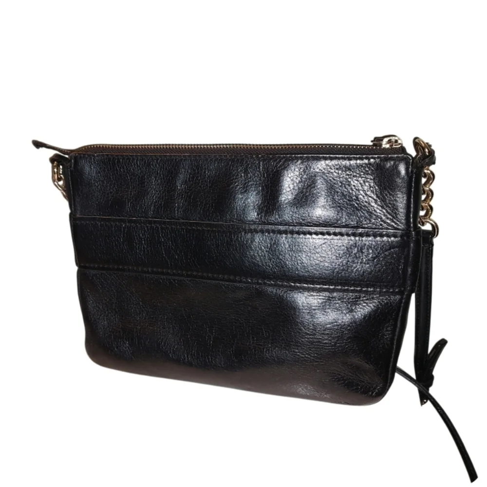 Kate Spade Black Leather Crossbody Bag With Bow And Hot Pink Interior
